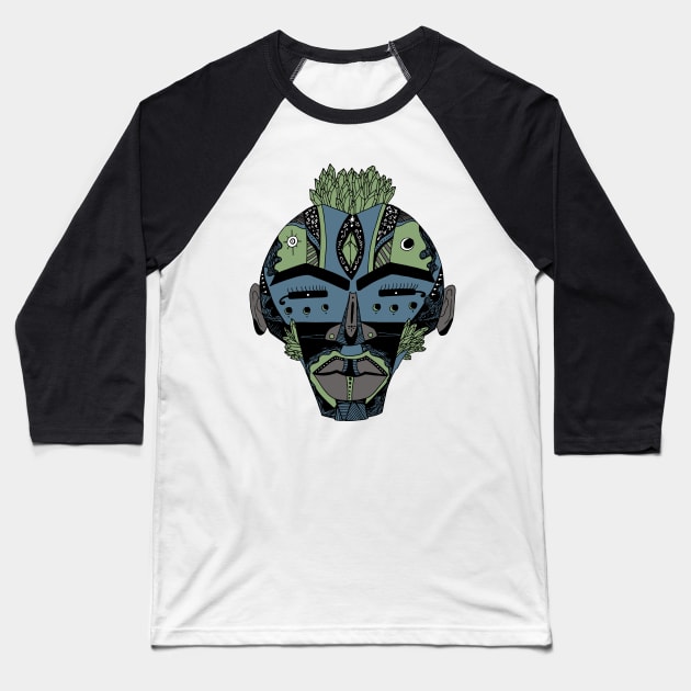 Mellow Cool African Mask 4 Baseball T-Shirt by kenallouis